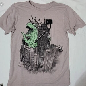 Childrens Place Boys Beige Gray Dinosaur City‎ Liberty Short Sleeve Tee L 10/12